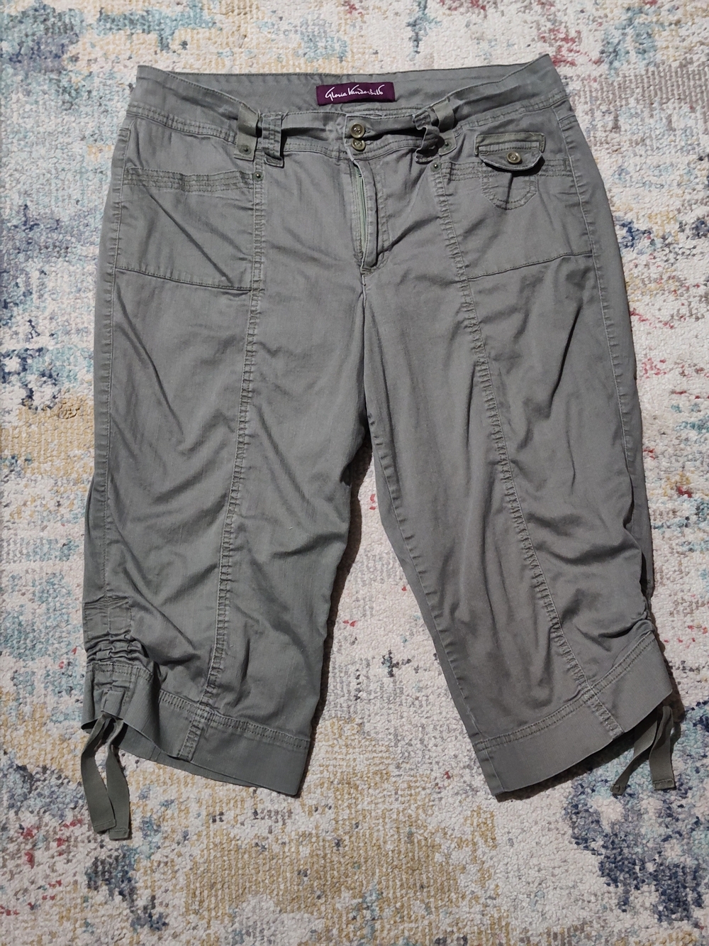 Gloria Vanderbilt Olive Green Utility Capris/Bermuda Shorts